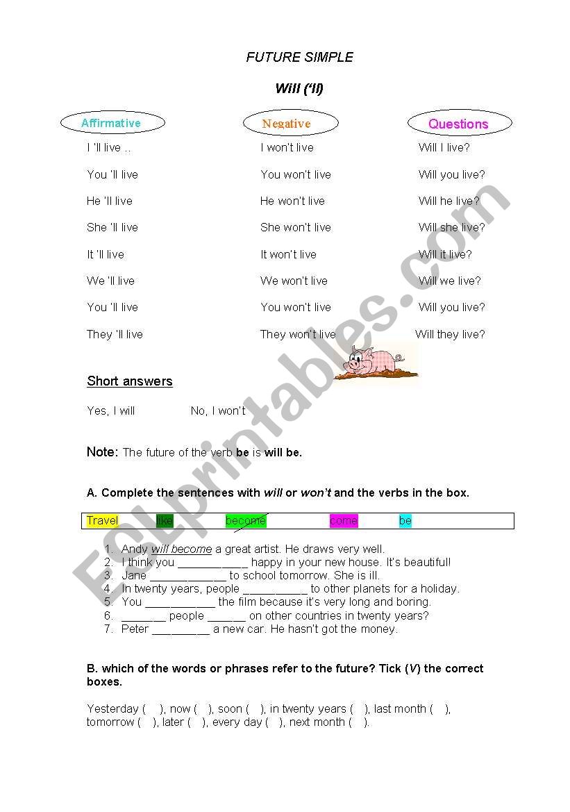 Future simple worksheet