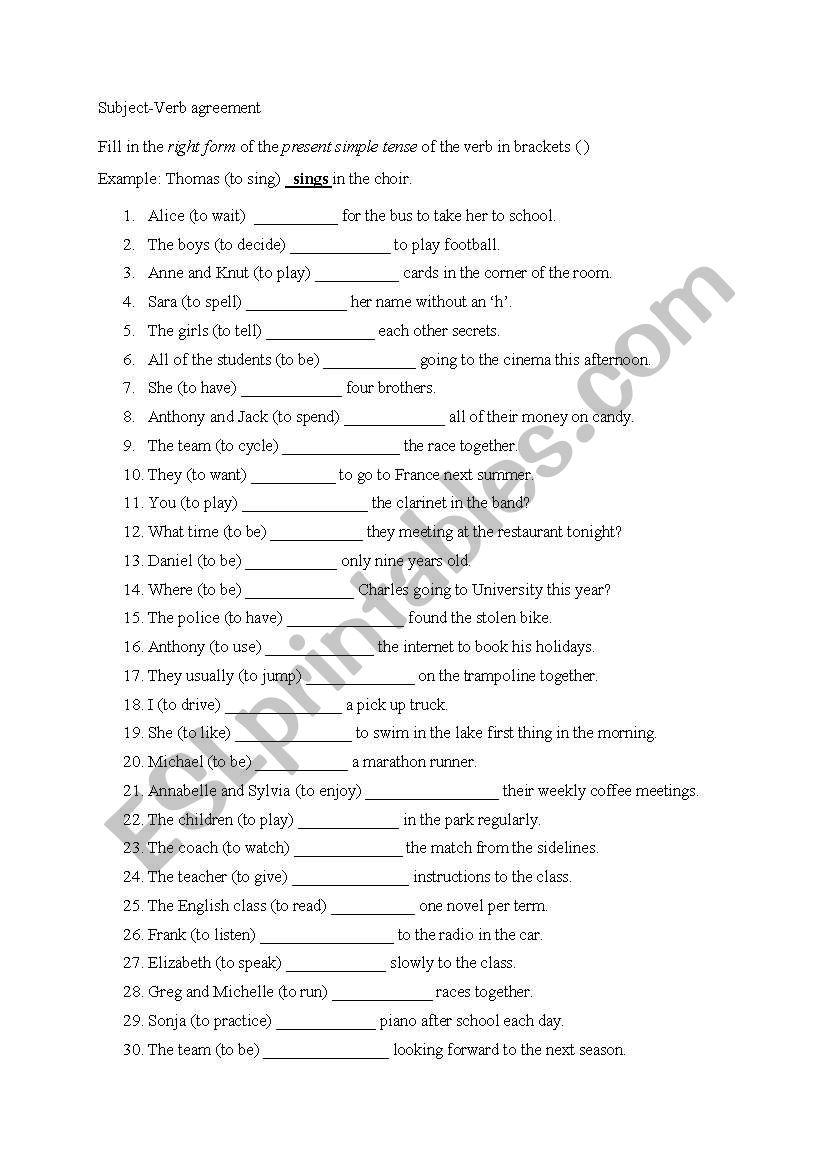 Present simple worksheet worksheet