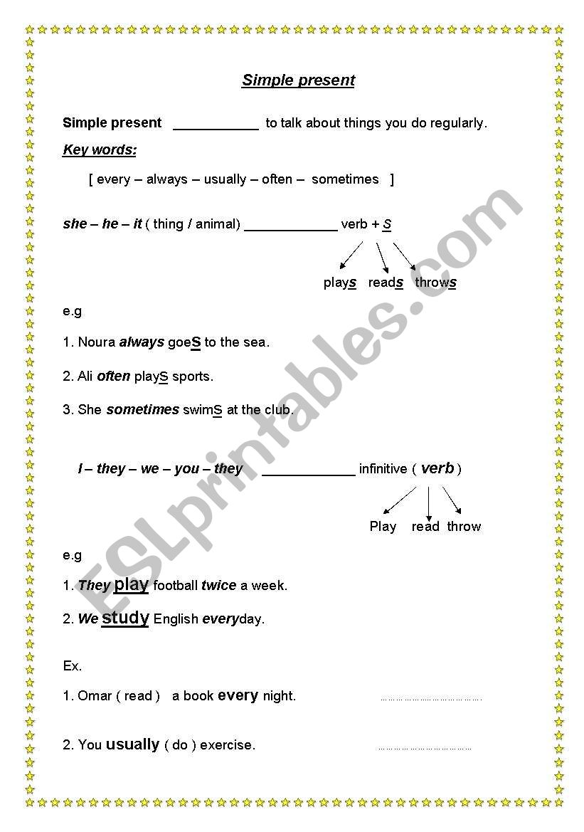 English worksheets: simple present