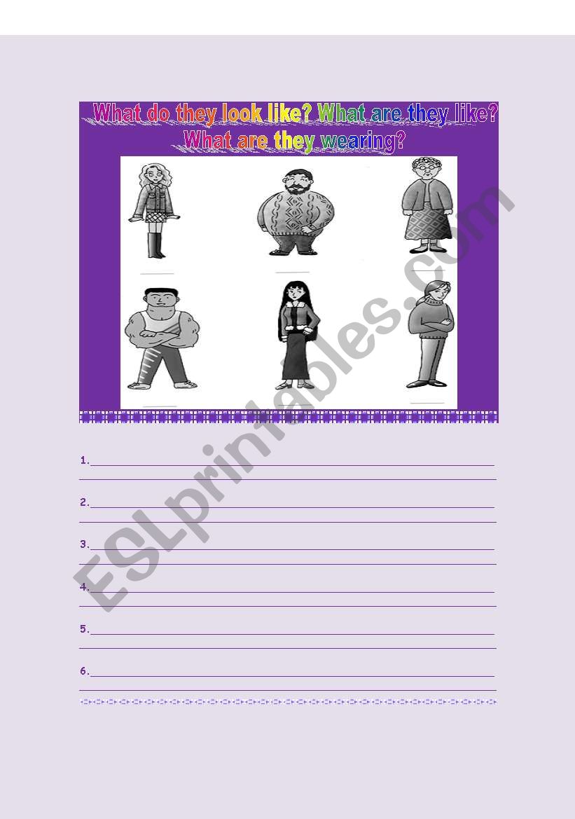 Peoples Description worksheet