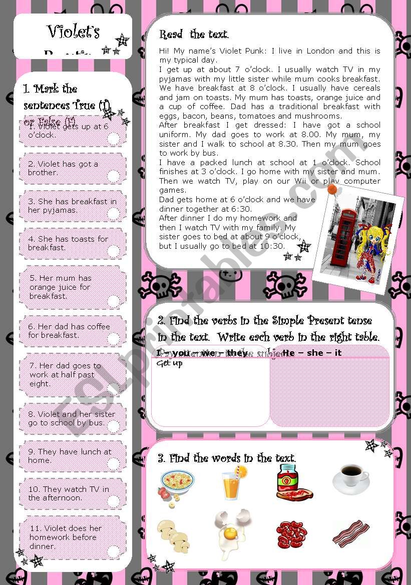 Violet´s Routine - Esl Worksheet By Hknong