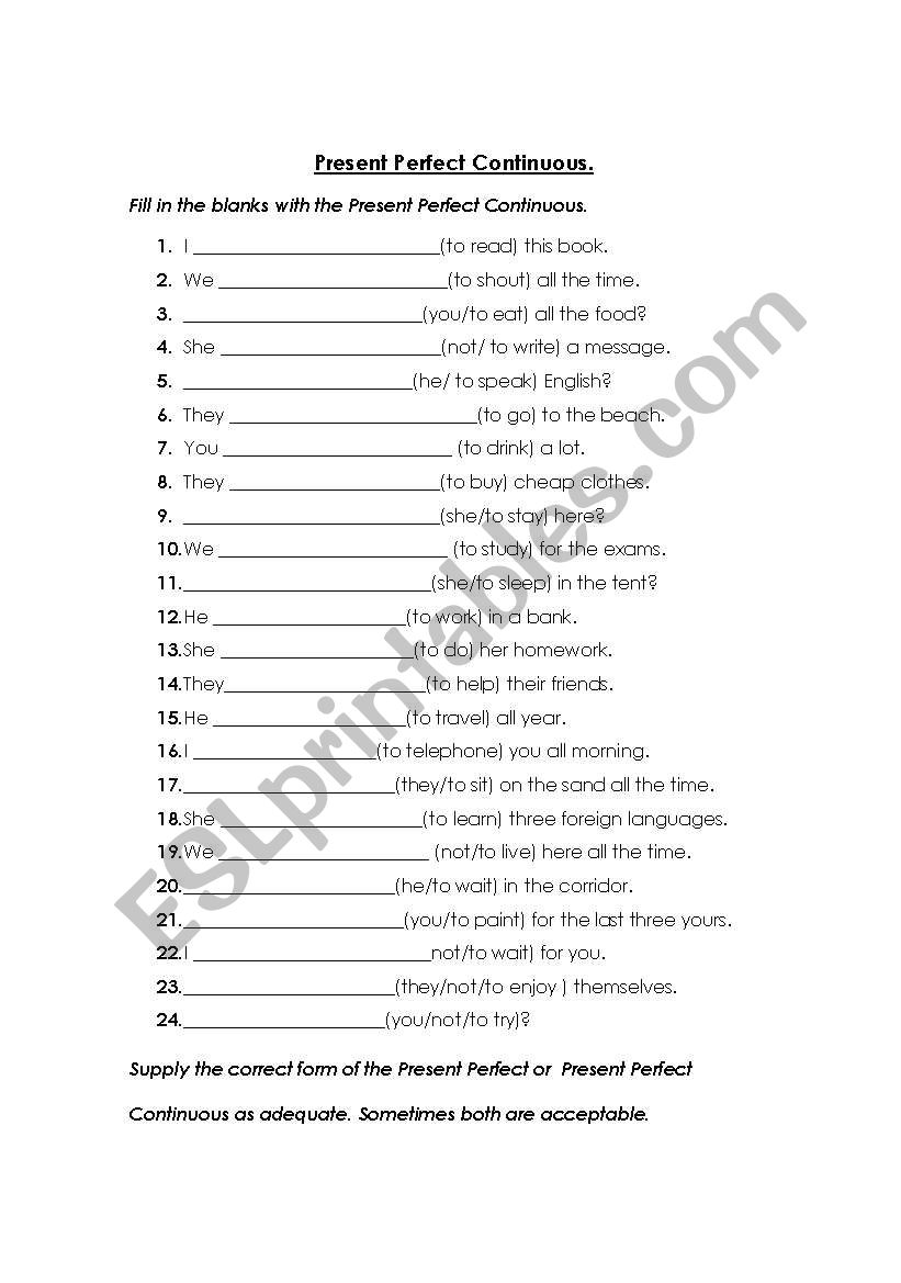 Present Continuous worksheet