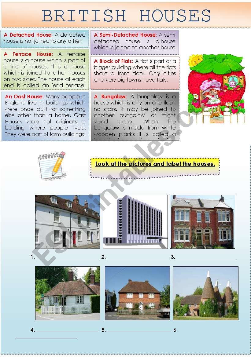 BUILDINGS: BRITISH HOUSES - ESL worksheet by knds
