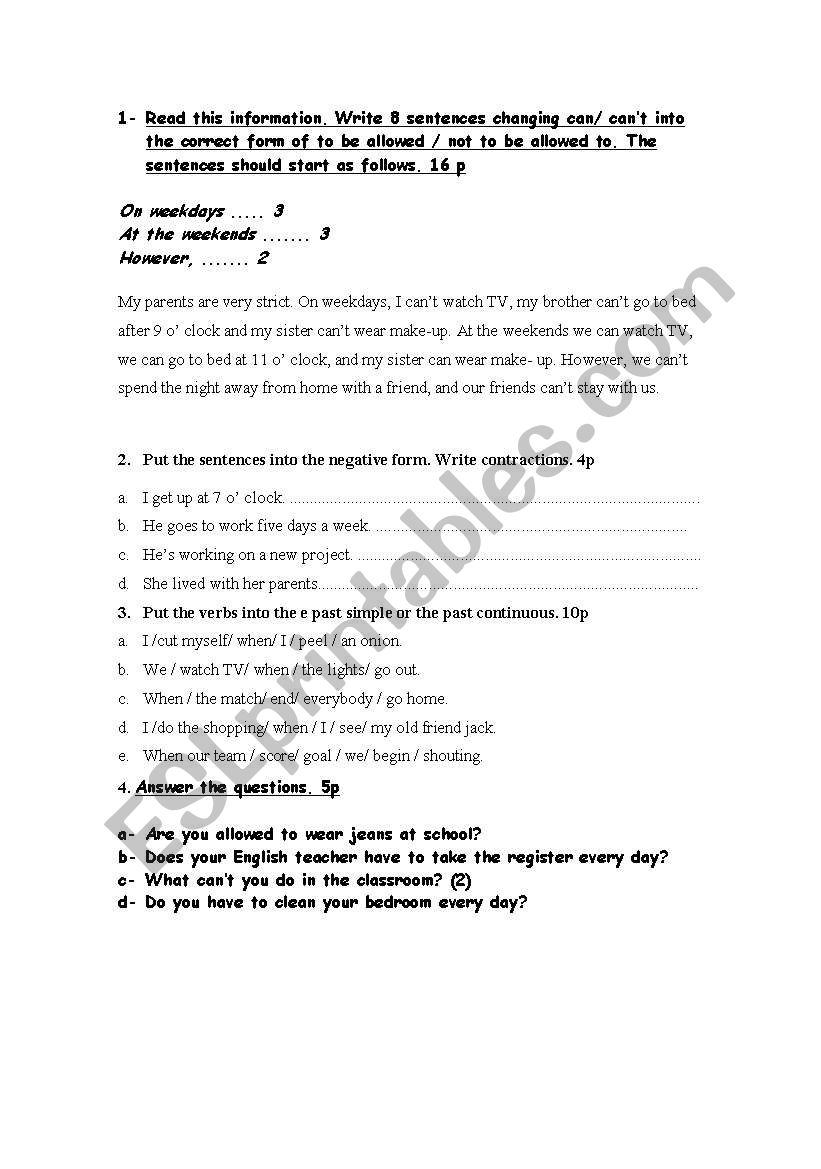 personal information worksheet