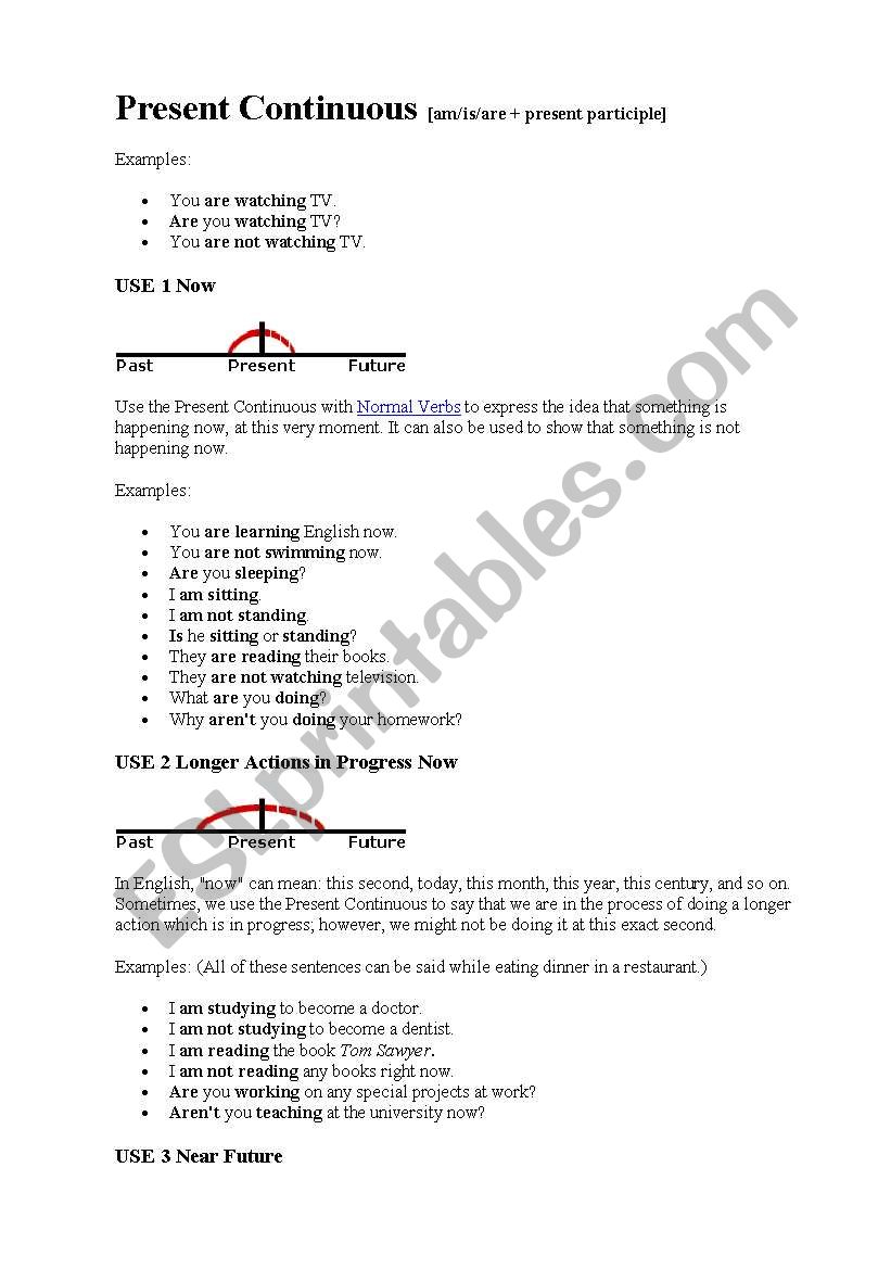 Present continuous worksheet