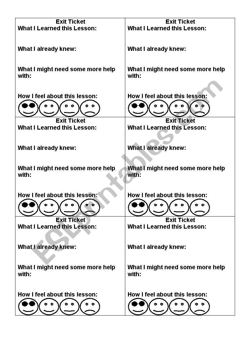 Exit Slips with smiley faces template