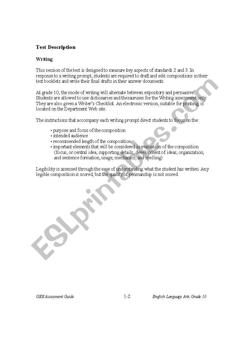 ELA Test Prep worksheet