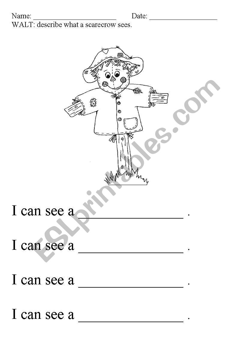 What can the scarecrow see? worksheet
