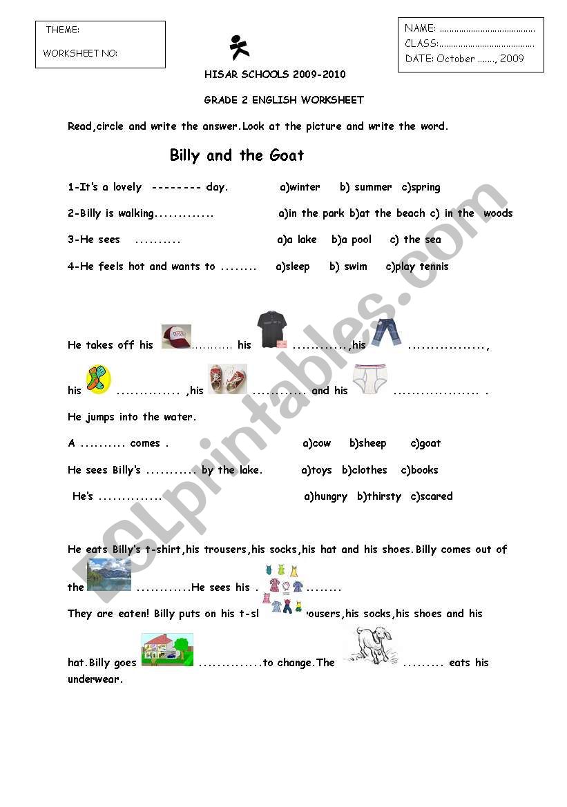 Billy and the Goat worksheet