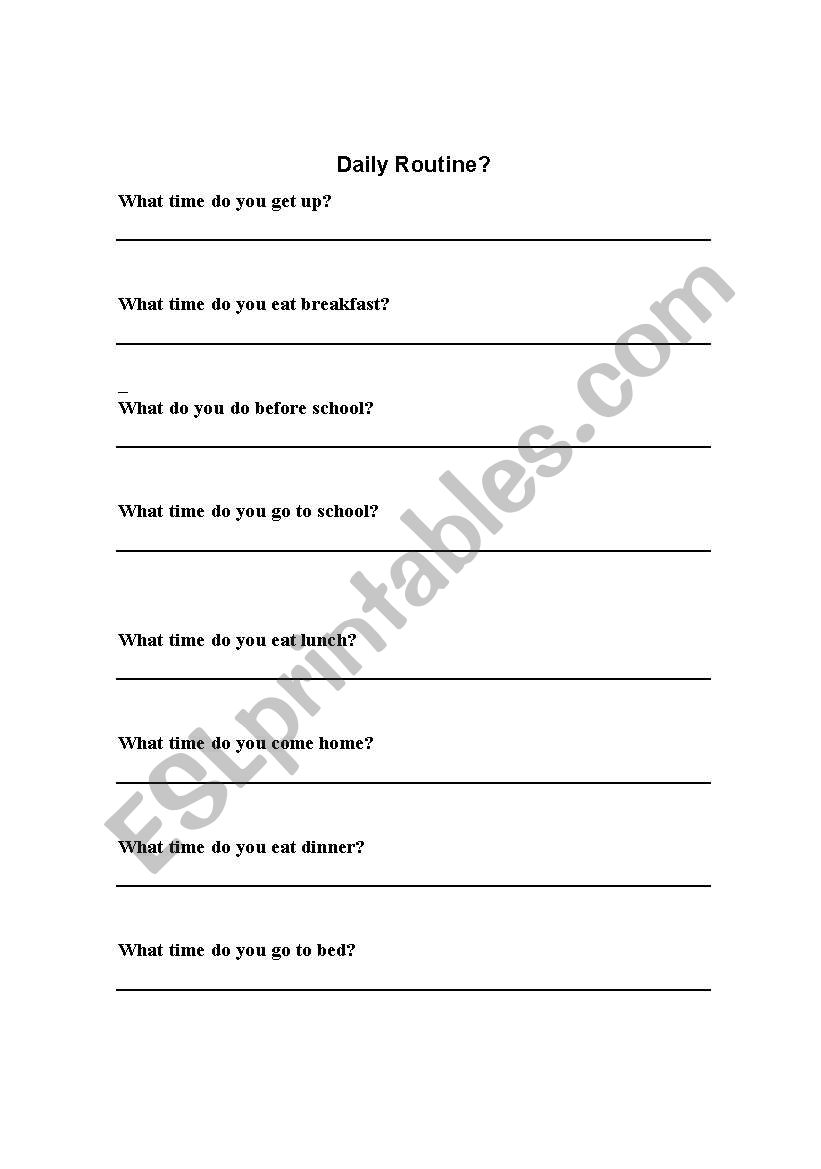 Daily Routine worksheet