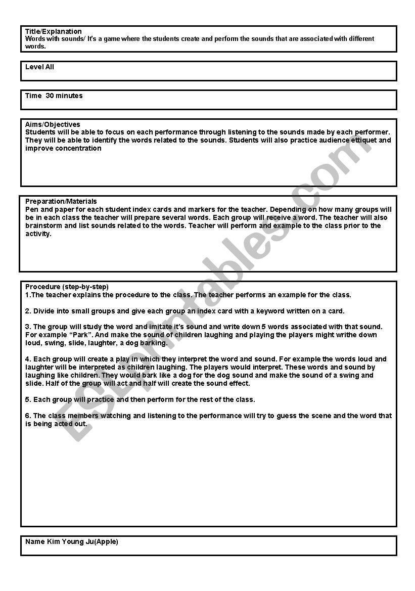 Listening activity worksheet