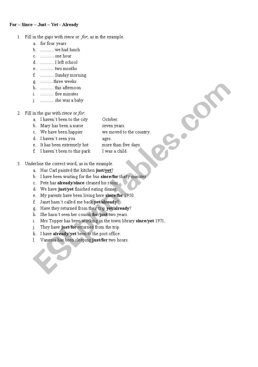 present perfect worksheet