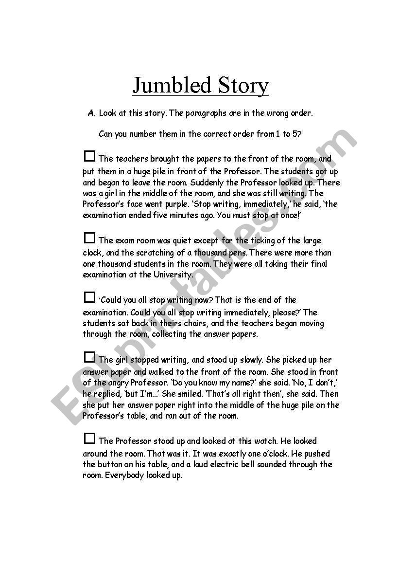 Jumbled Story worksheet