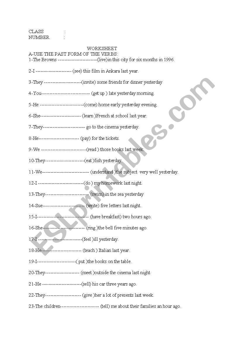 Past Simple worksheet