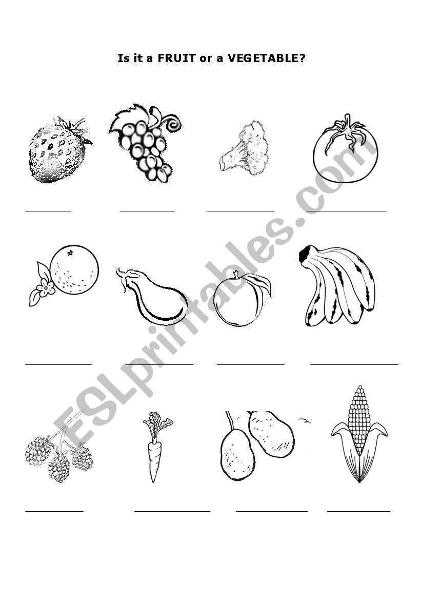 Is it a Fruit or Vegetable worksheet