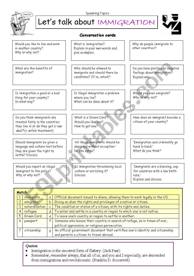 Let´s Talk About Immigration - Esl Worksheet By Philipr