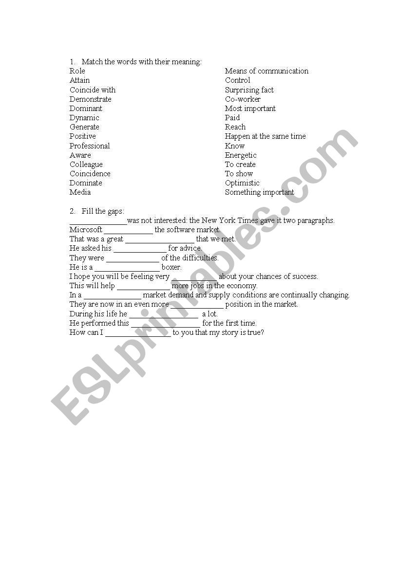 choose vocabulary worksheet