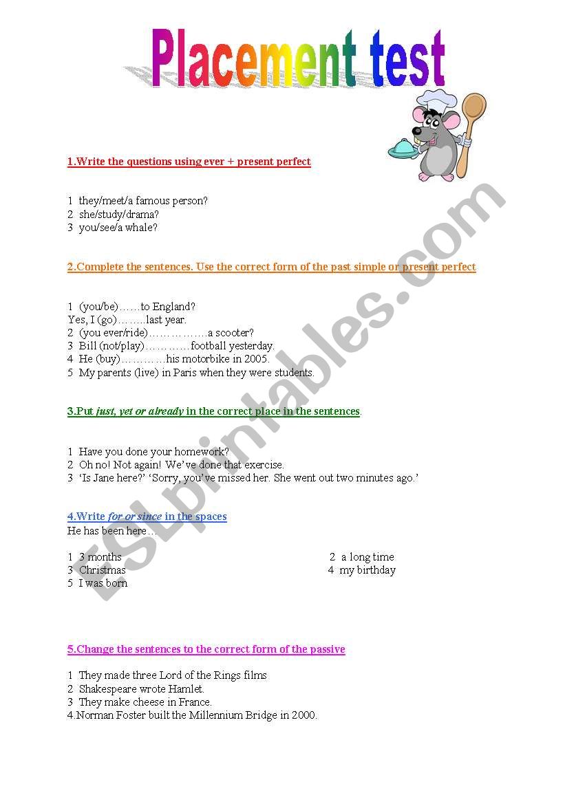entry test 1 worksheet