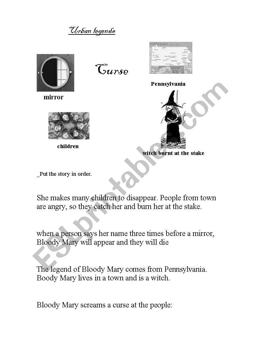 Bloody Mary reading  worksheet