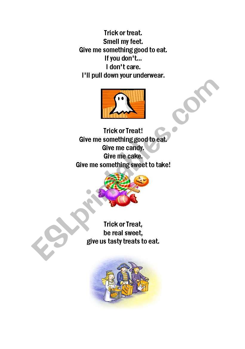 Trick or treat worksheet