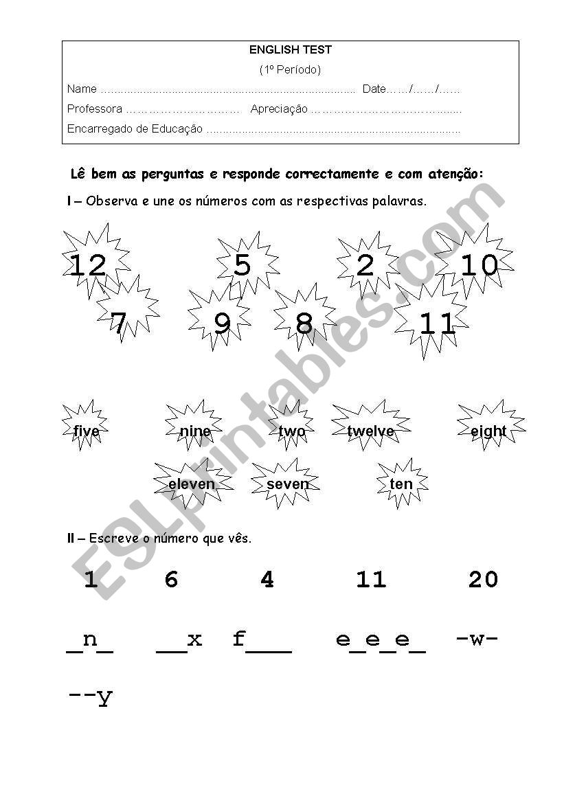 diagnostic test worksheet