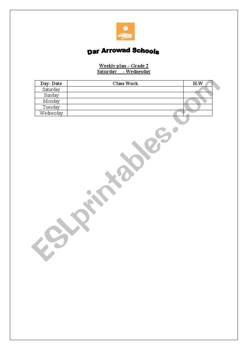 diary worksheet