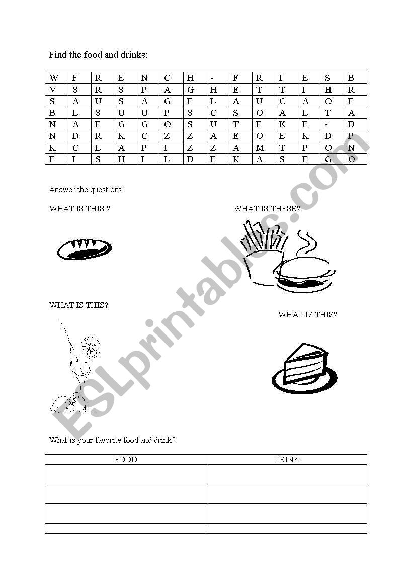 Food worksheet