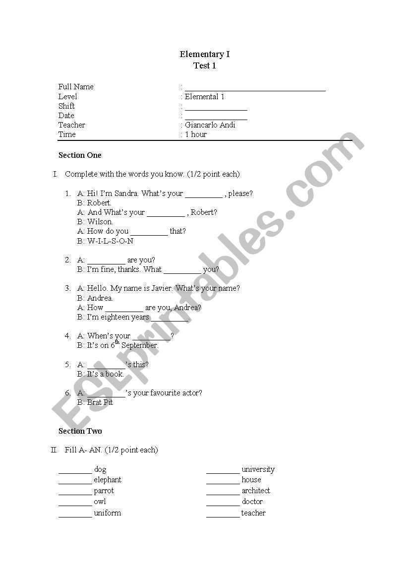 basics  exersices worksheet