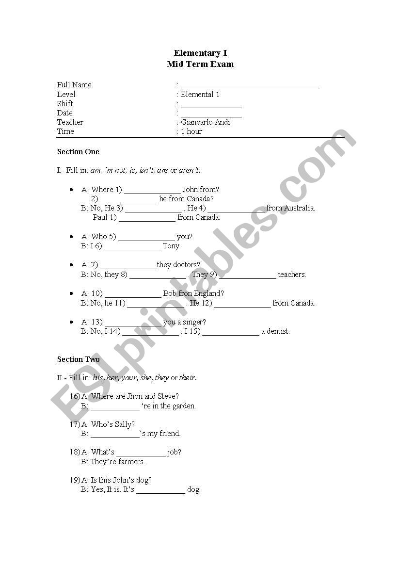 Basic Exercises worksheet