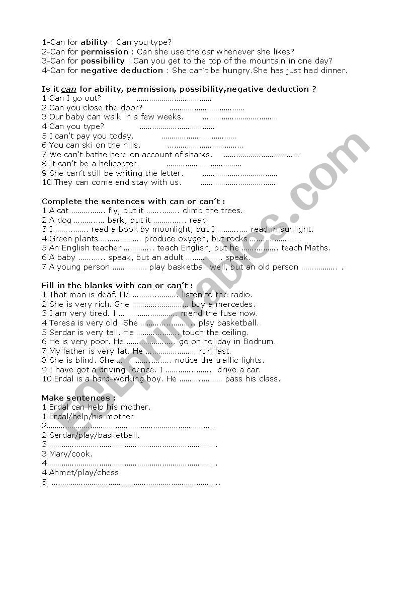 can-can´t - ESL worksheet by gulsumari