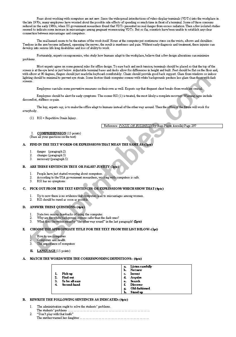 HIGH SHOOL END OF YEAR EXAM worksheet