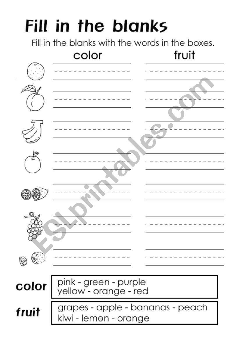 fruit worksheet