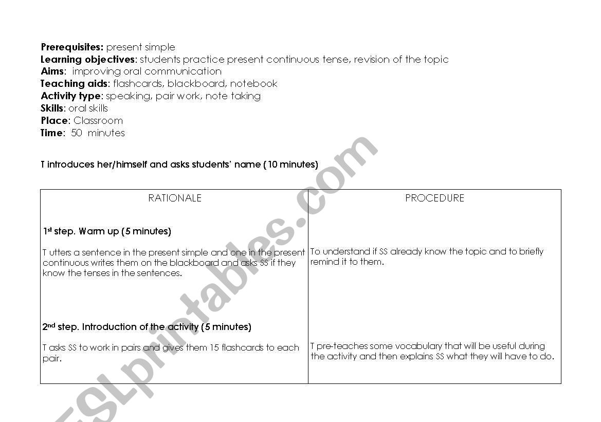 Present Continuous- revision worksheet