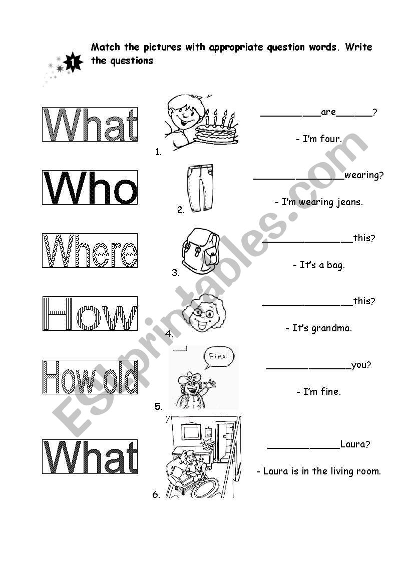 question words additional for zabadoo 1 course esl worksheet by justa