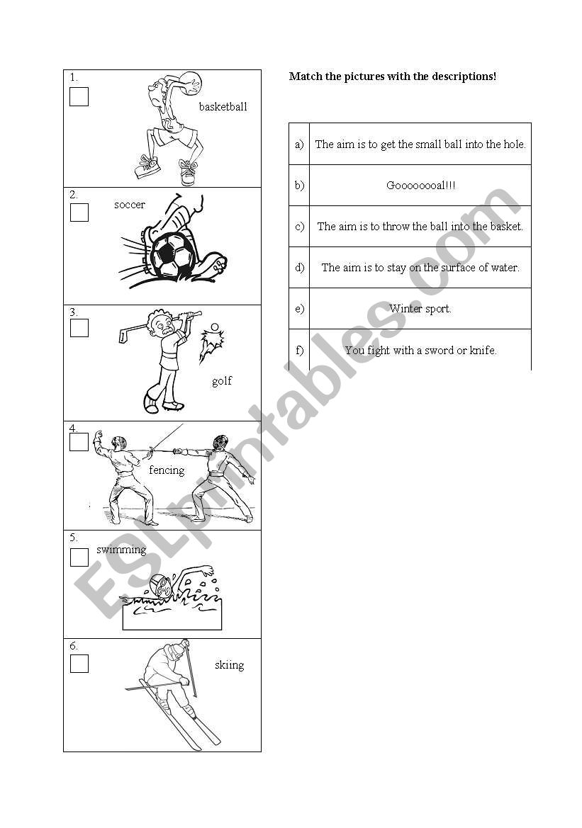 sports worksheet