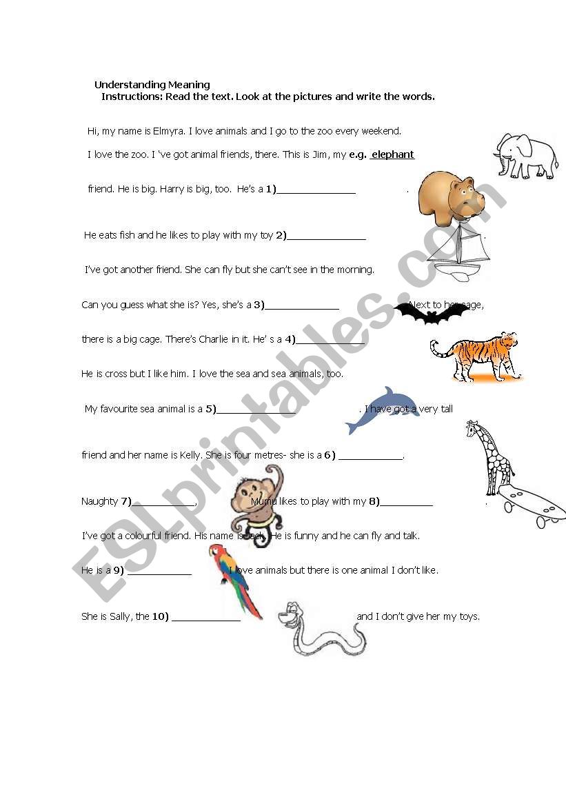 Animals worksheet