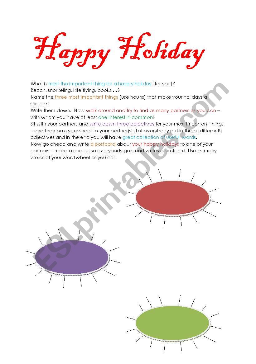 Happy Holiday worksheet