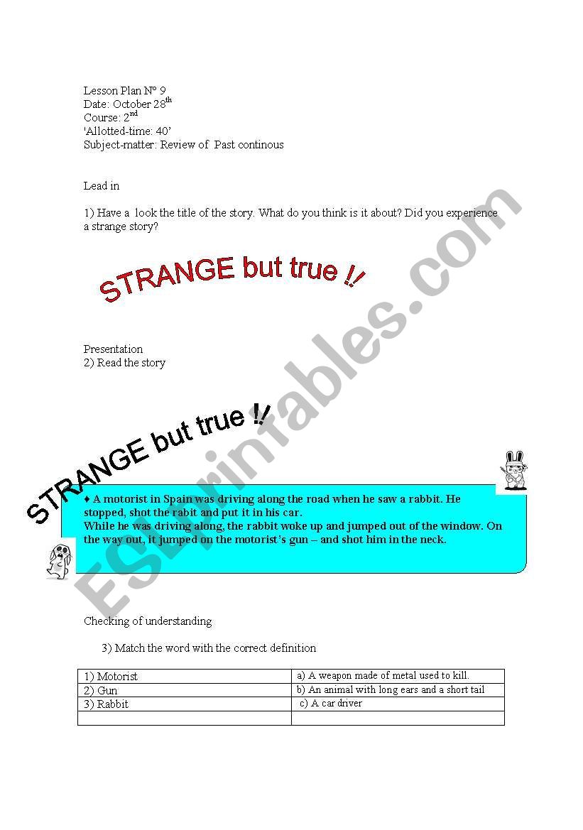 Review  of past continuous worksheet