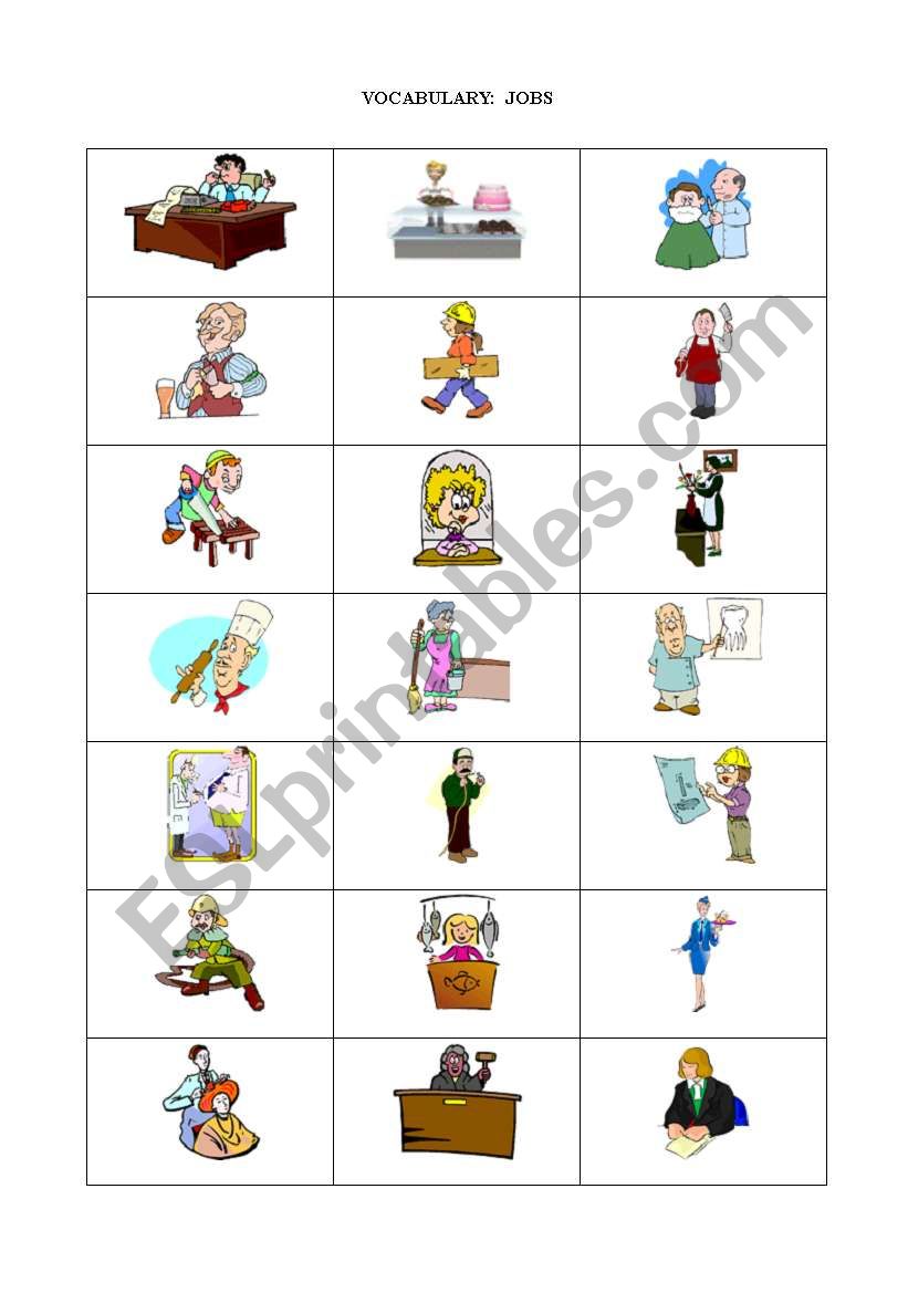 Jobs Vocabulary worksheet