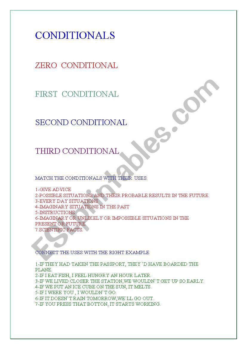 identifying conditionals worksheet