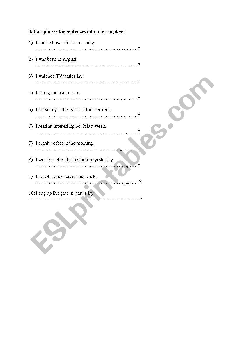 simple past worksheet