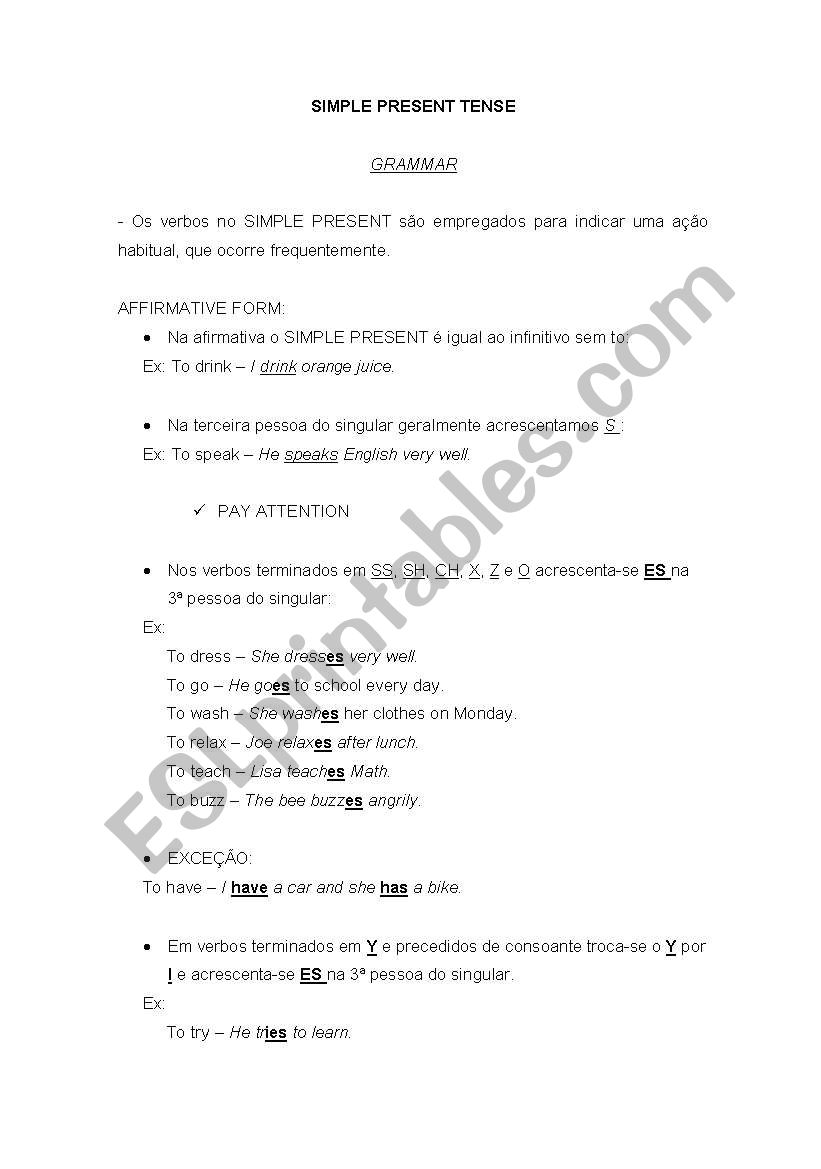 simple present tense worksheet