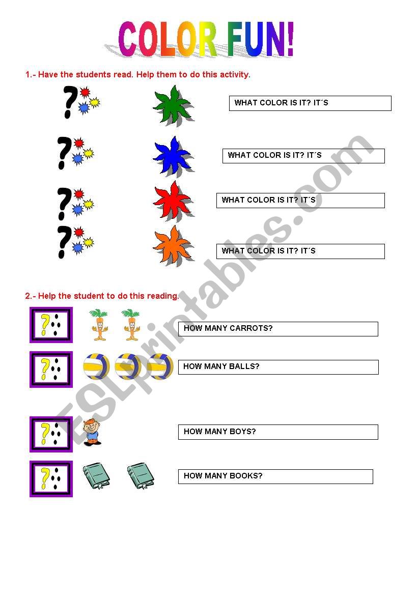 COLORS AND NUMBERS worksheet