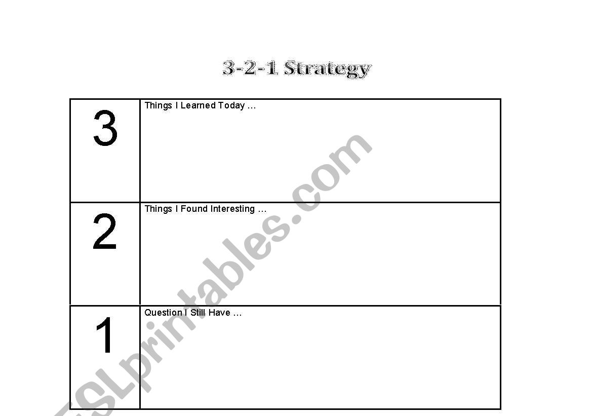 321 Review Strategy worksheet worksheet