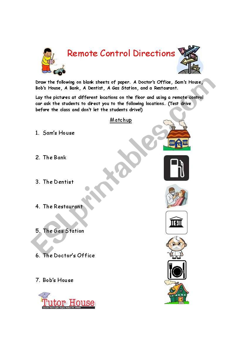 Remote Control Car Directions worksheet