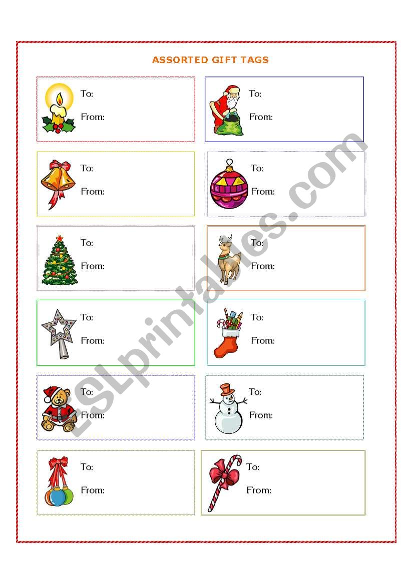 ASSORTED GIFT TAGS worksheet