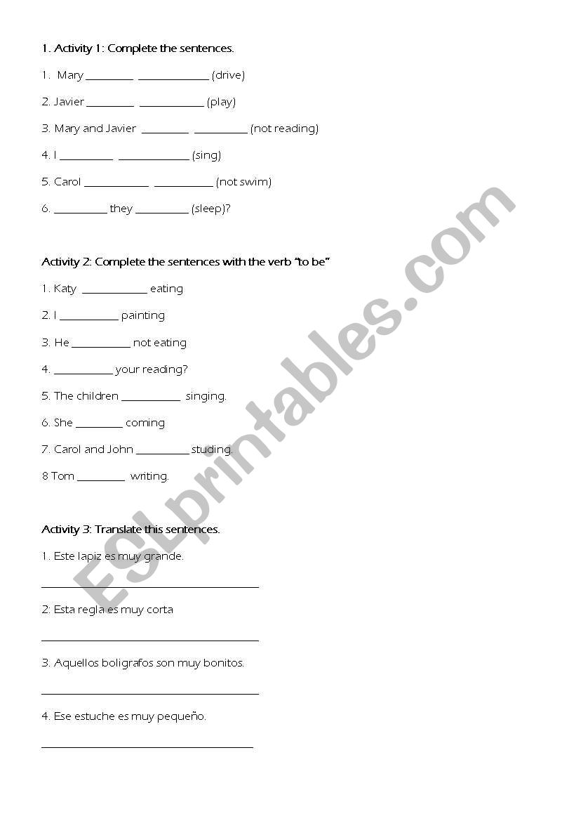 Grammar worksheet