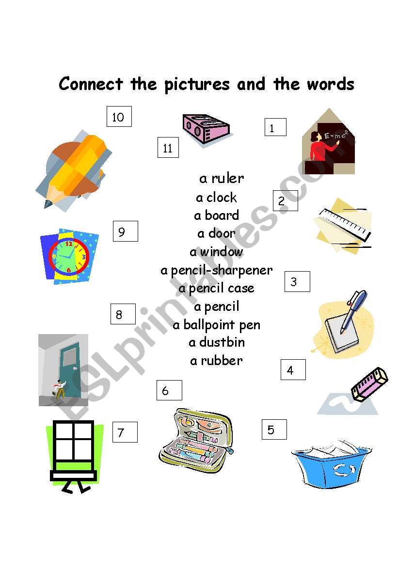 classroom items  worksheet