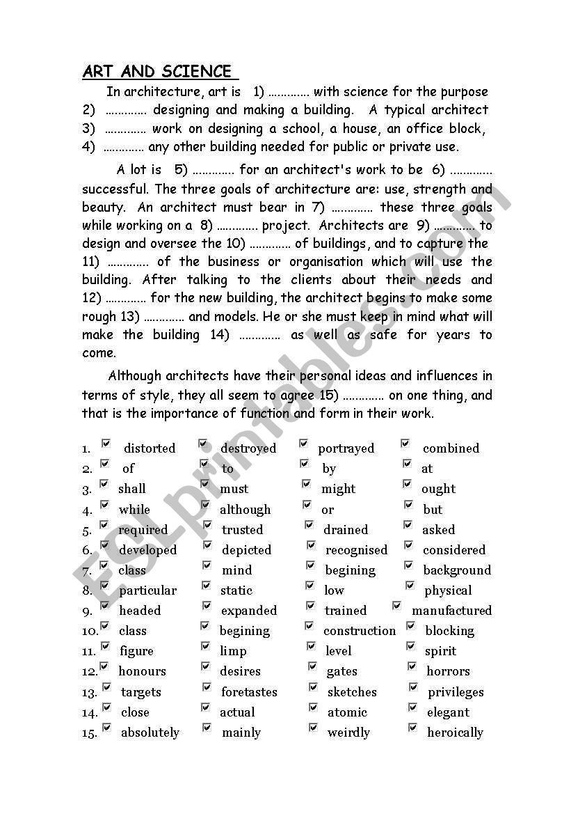 Multiple choice Cloze ESL Worksheet By Yanilopez5