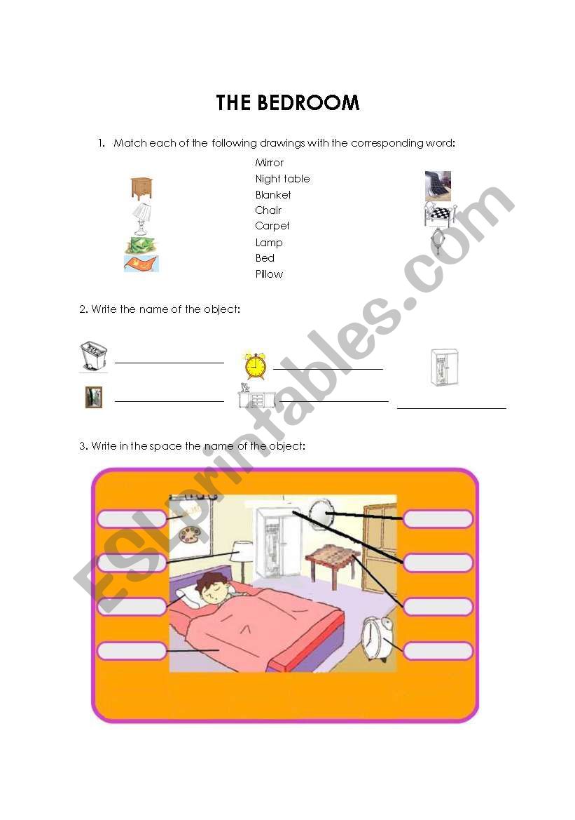 The bedroom worksheet